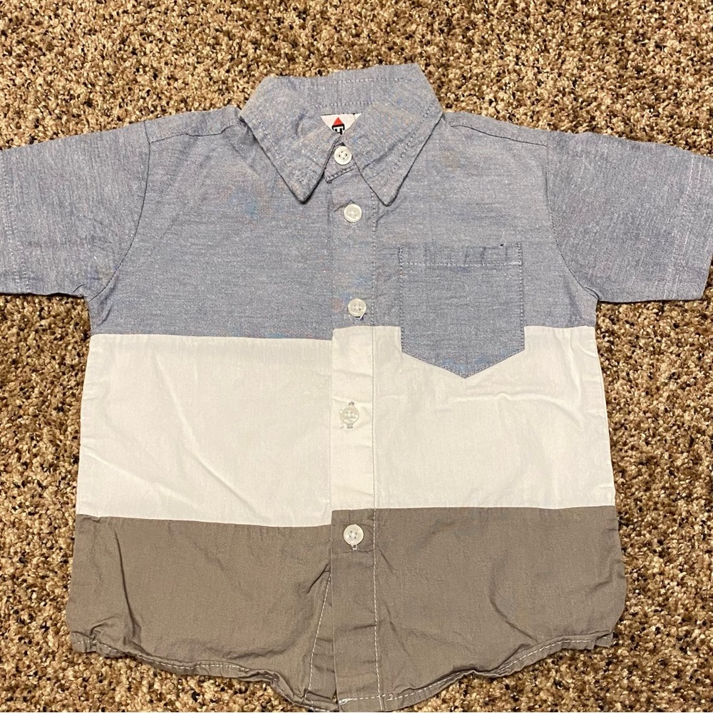 Club House 18 months Short sleeve Button down Colorblock collared shirt
